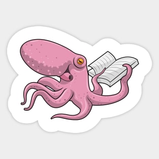 Octopus as Nerd witth Book Sticker